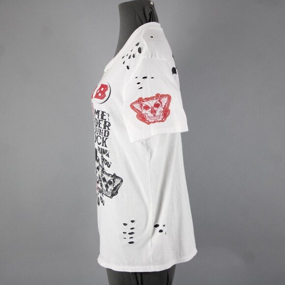 Lauren Moshi Sz M White Black Red CBGB Home Of Underground Rock 100% Cotton Top - Picture 5 of 16
